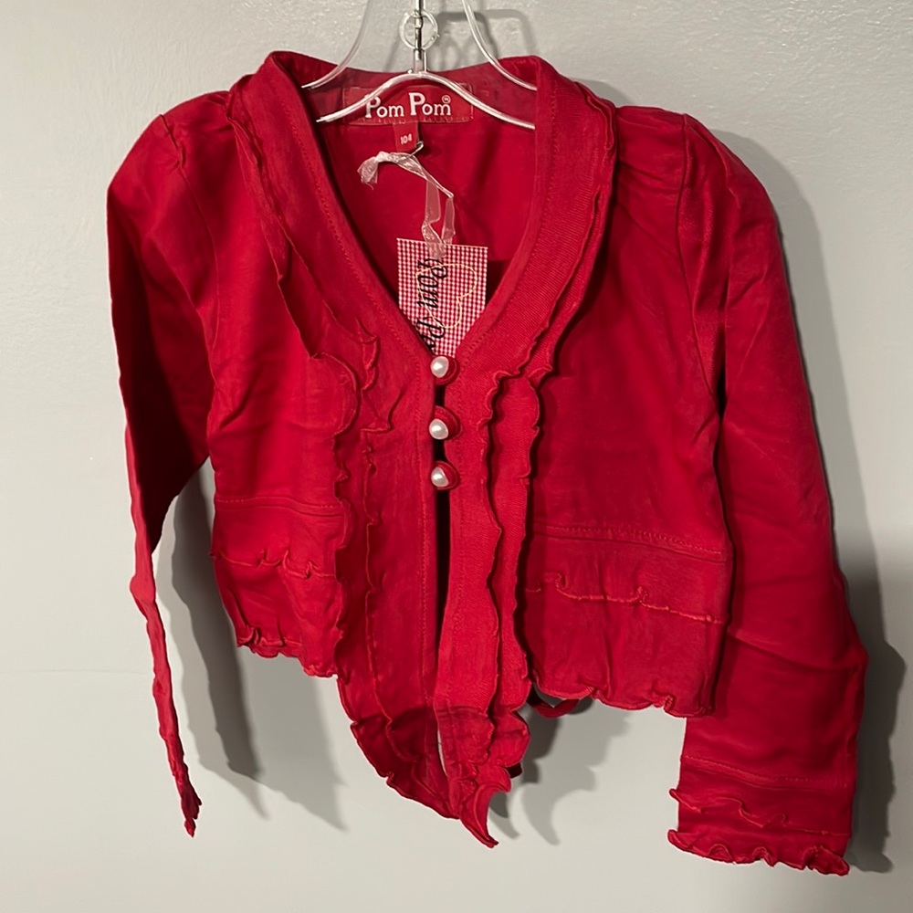 NWT Pom Pom Girls Red Cotton Top
